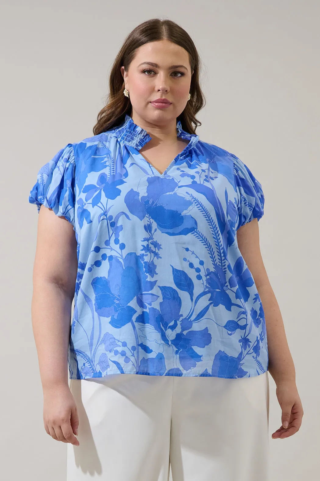 Veran Floral Poly Smocked Top Curve sold by Sugarlips product image thumbnail 5