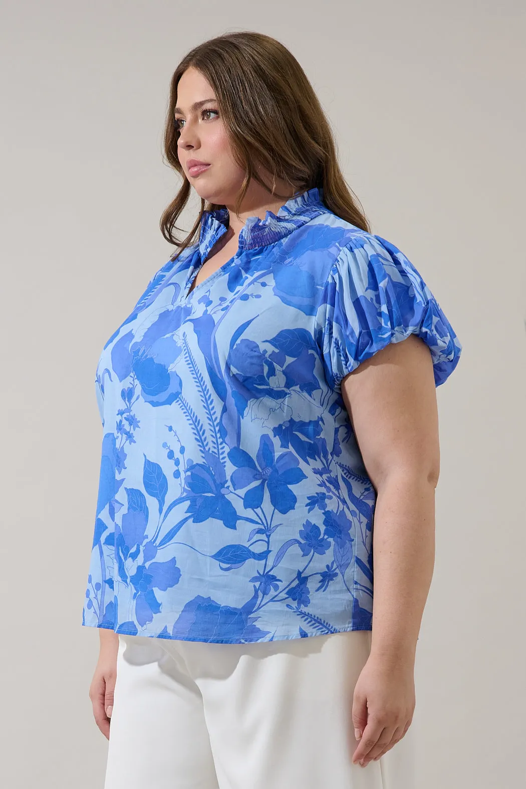 Veran Floral Poly Smocked Top Curve sold by Sugarlips product image thumbnail 3