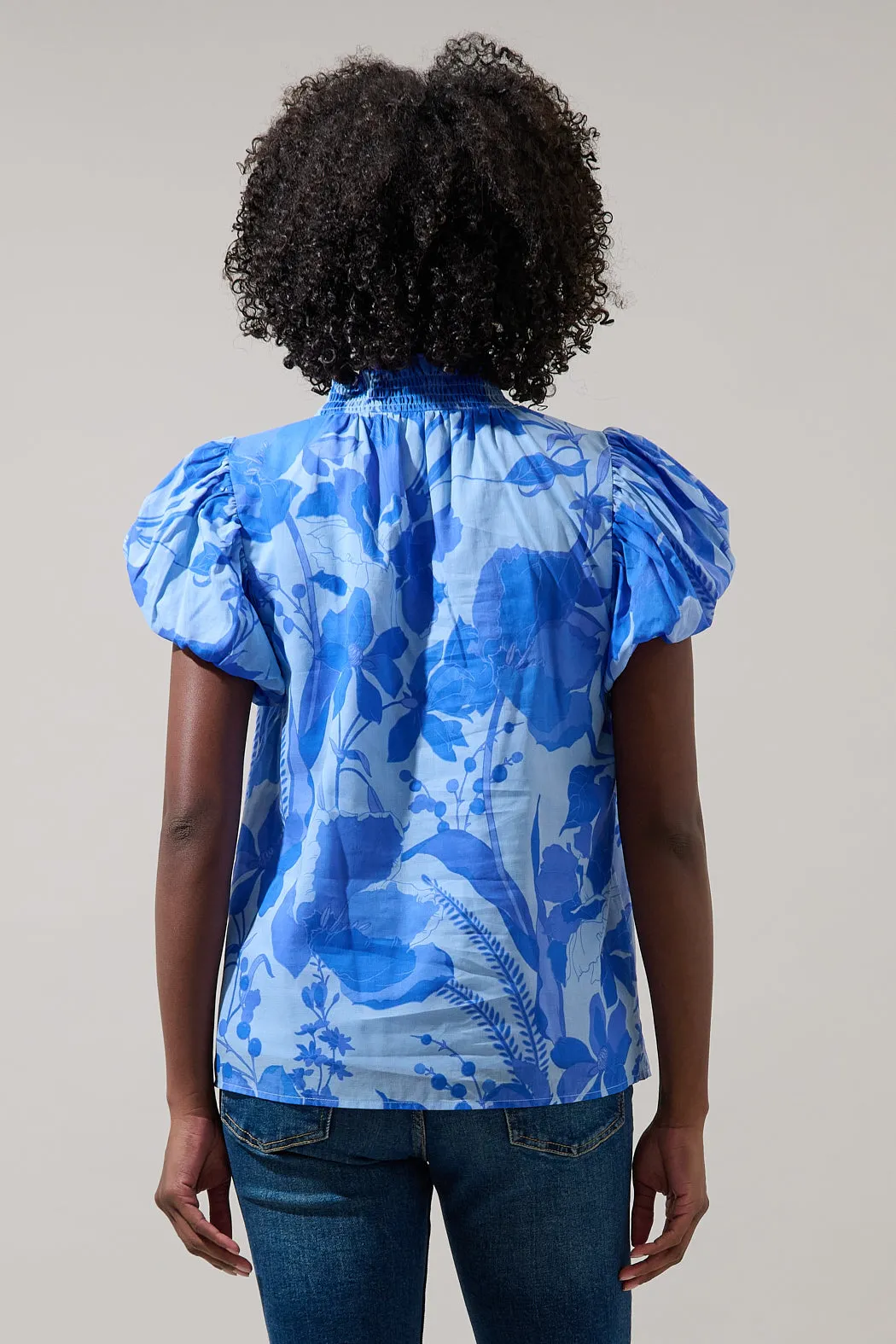 Veran Floral Poly Smocked Top sold by Sugarlips product image thumbnail 2