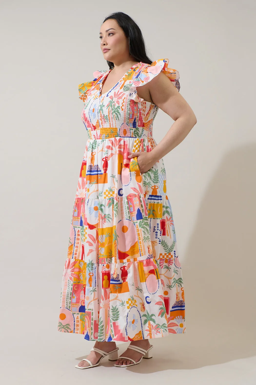 Petrolia Town Sunfire Tiered Midi Dress Curve sold by Sugarlips product image thumbnail 3