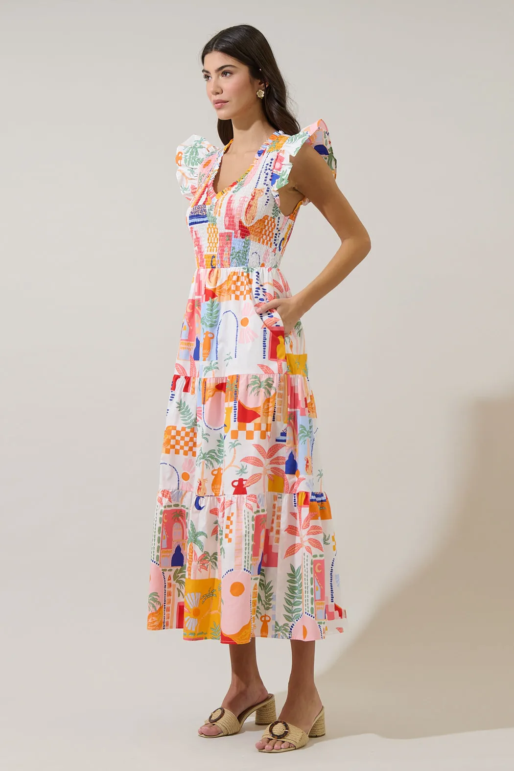 Petrolia Town Sunfire Tiered Midi Dress sold by Sugarlips product image thumbnail 3