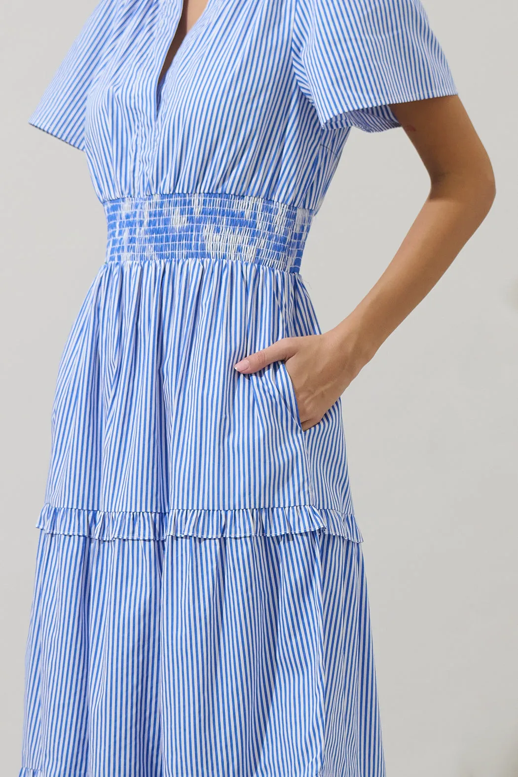 Sherah Striped Palmer Poplin Tiered Maxi Dress sold by Sugarlips product image thumbnail 4