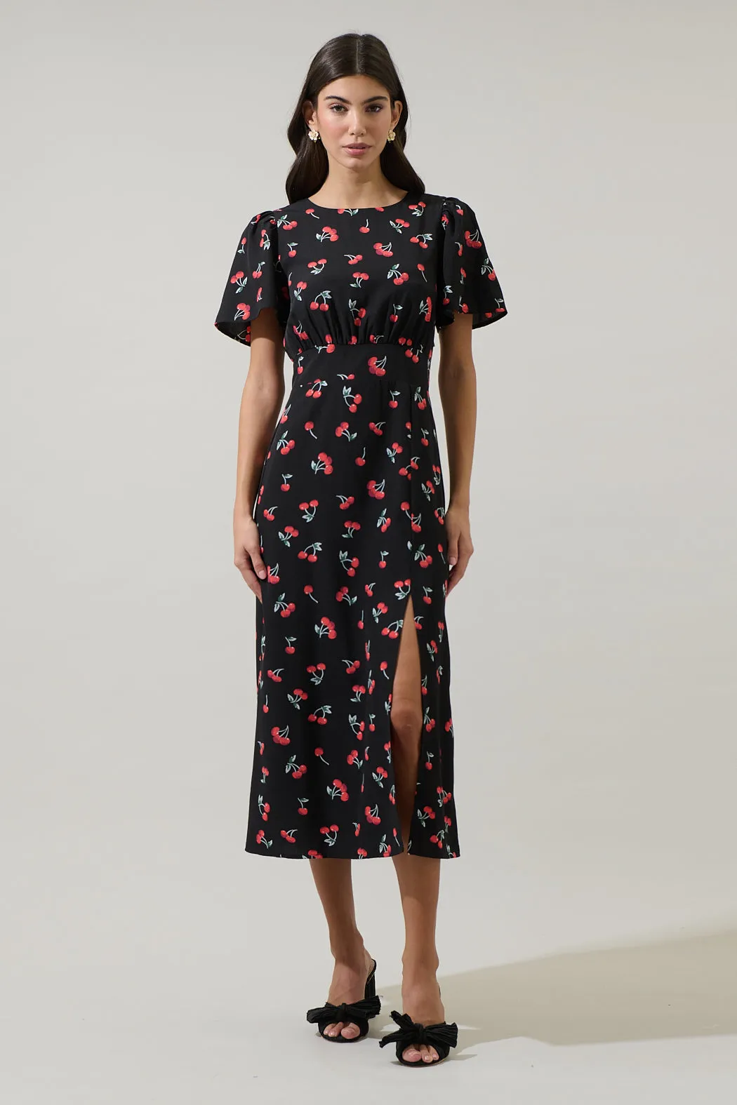 Giny Cherry Bloom Midi Dress sold by Sugarlips