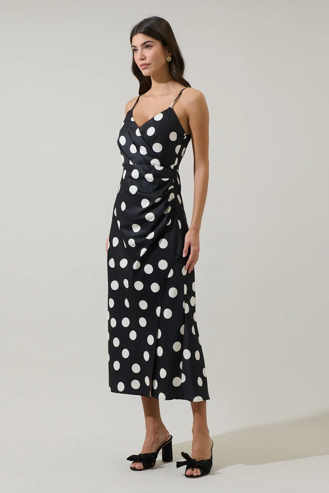 Derba Polka Dot Pleated Satin Midi Dress sold by Sugarlips product image thumbnail 3
