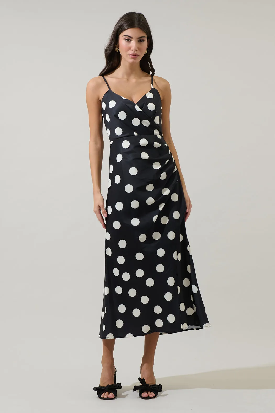 Derba Polka Dot Pleated Satin Midi Dress sold by Sugarlips product image thumbnail 4