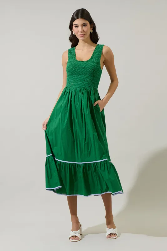 Jessy Smocked Midi Dress sold by Sugarlips