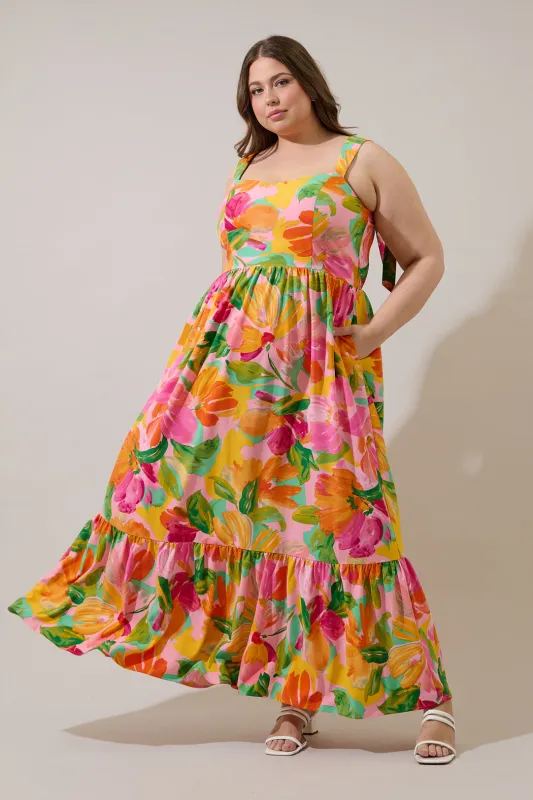 Jovana Floral Silda Smocked Maxi Dress Curve sold by Sugarlips