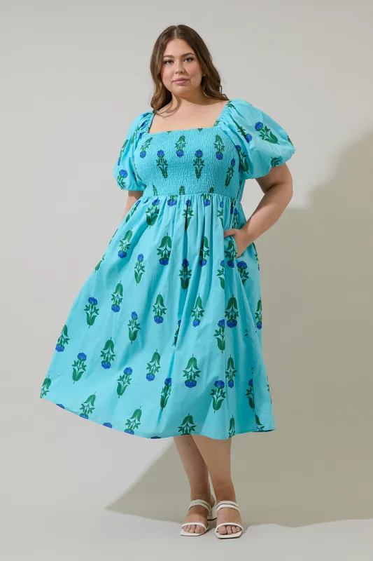 Amena Floral Maray Smocked Midi Dress Curve sold by Sugarlips