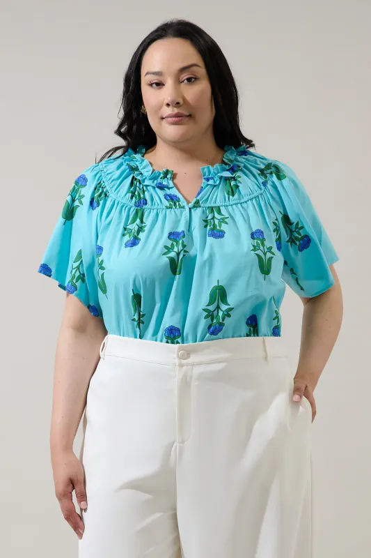 Amena Floral Darthy Smocked Top Curve sold by Sugarlips