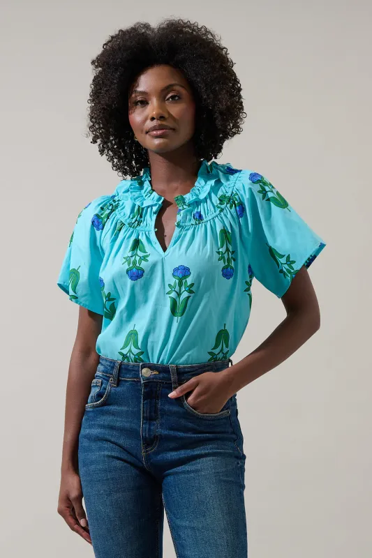 Amena Floral Darthy Smocked Top sold by Sugarlips