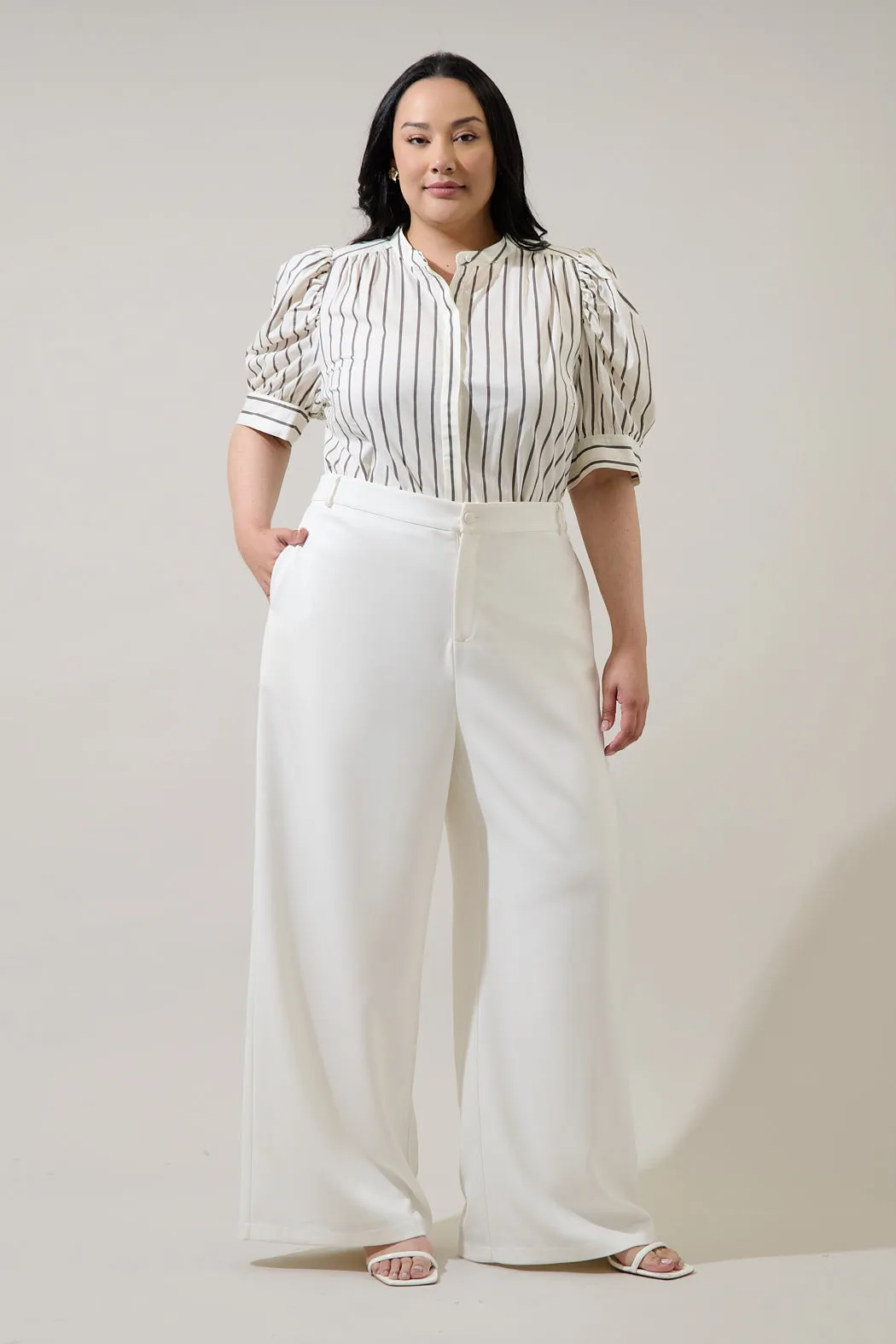 Kamara Striped Klina Drape Sleeve Top Curve sold by Sugarlips product image thumbnail 4