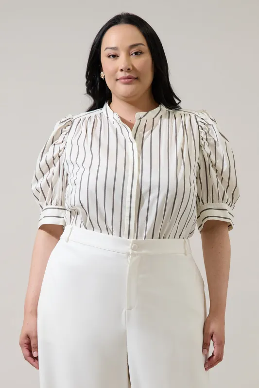 Kamara Striped Klina Drape Sleeve Top Curve sold by Sugarlips