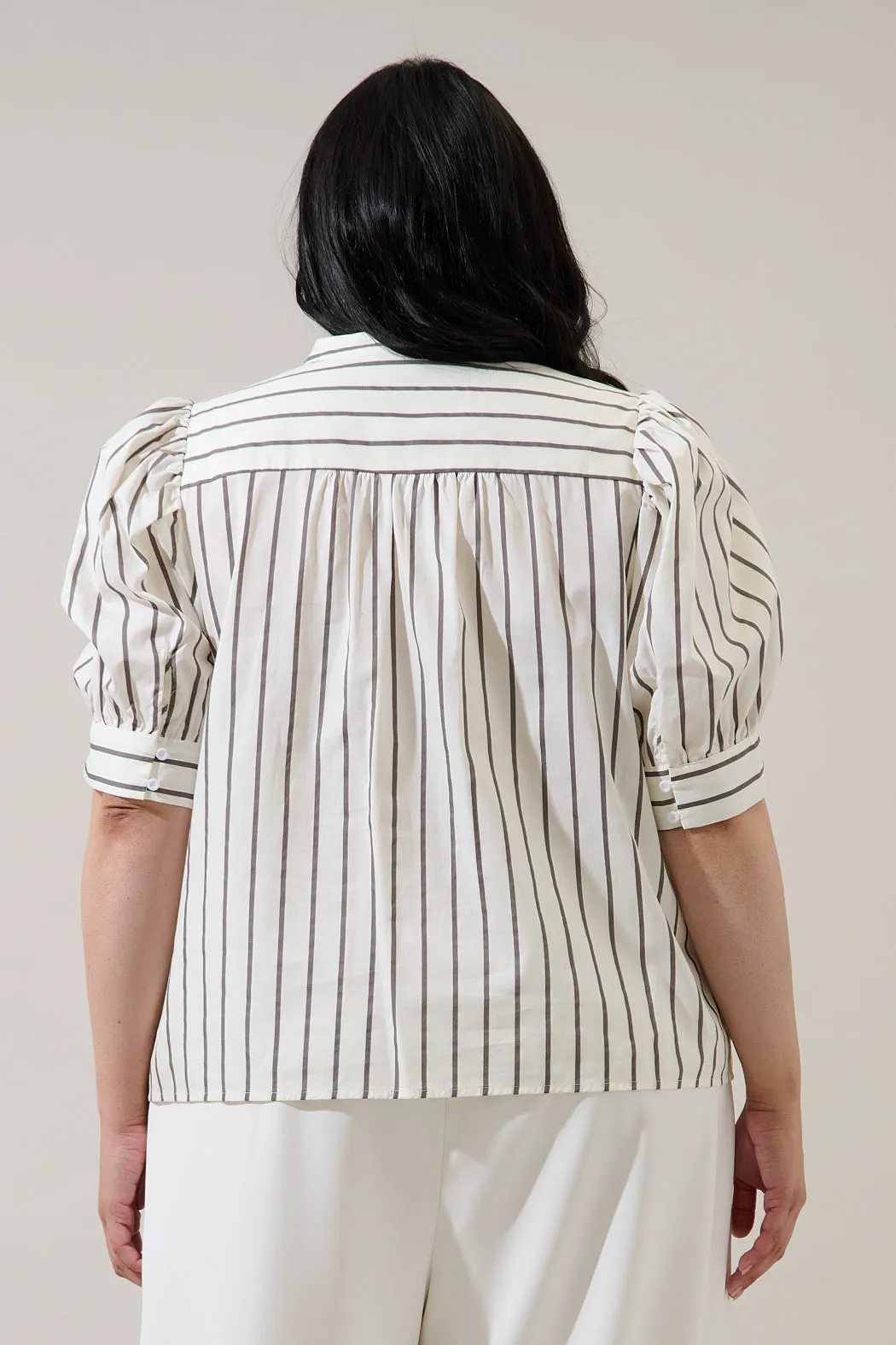 Kamara Striped Klina Drape Sleeve Top Curve sold by Sugarlips product image thumbnail 2