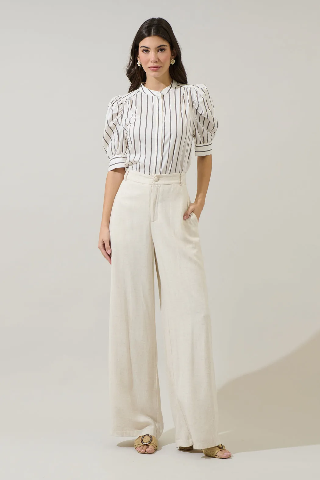 Kamara Striped Klina Drape Sleeve Top sold by Sugarlips product image thumbnail 4