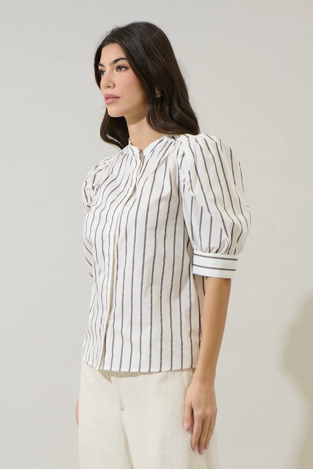 Kamara Striped Klina Drape Sleeve Top sold by Sugarlips product image thumbnail 3