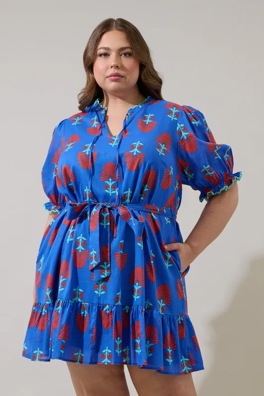 Lucinda Floral Negin Split Neck Mini Dress Curve sold by Sugarlips