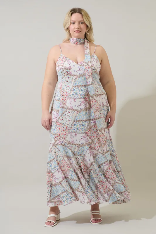 Minzi Floral Hagny Pleated Midi Dress Curve sold by Sugarlips