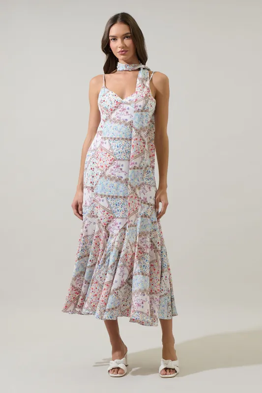 Minzi Floral Hagny Pleated Midi Dress made by Sugarlips