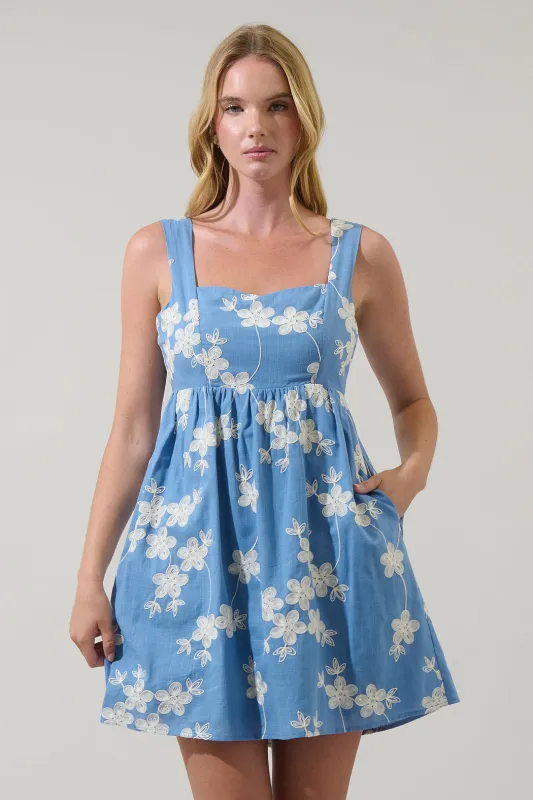 Keren Embroidered Empire Mini Dress sold by Sugarlips