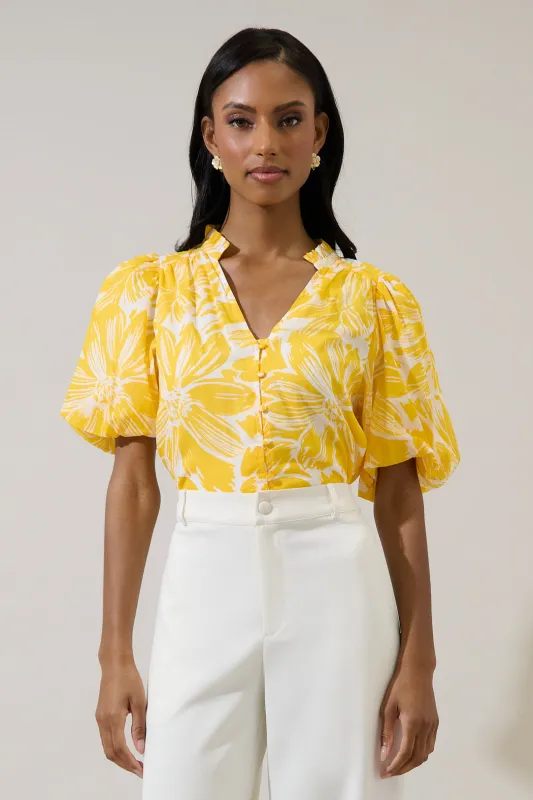 Joni Floral Idara Button Down Top sold by Sugarlips