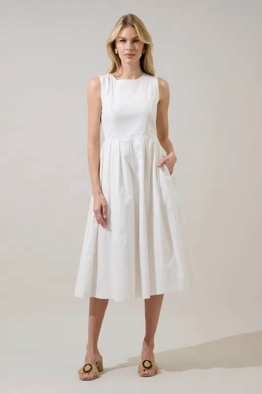 Emily Pleated Sleeveless Midi Dress sold by Sugarlips