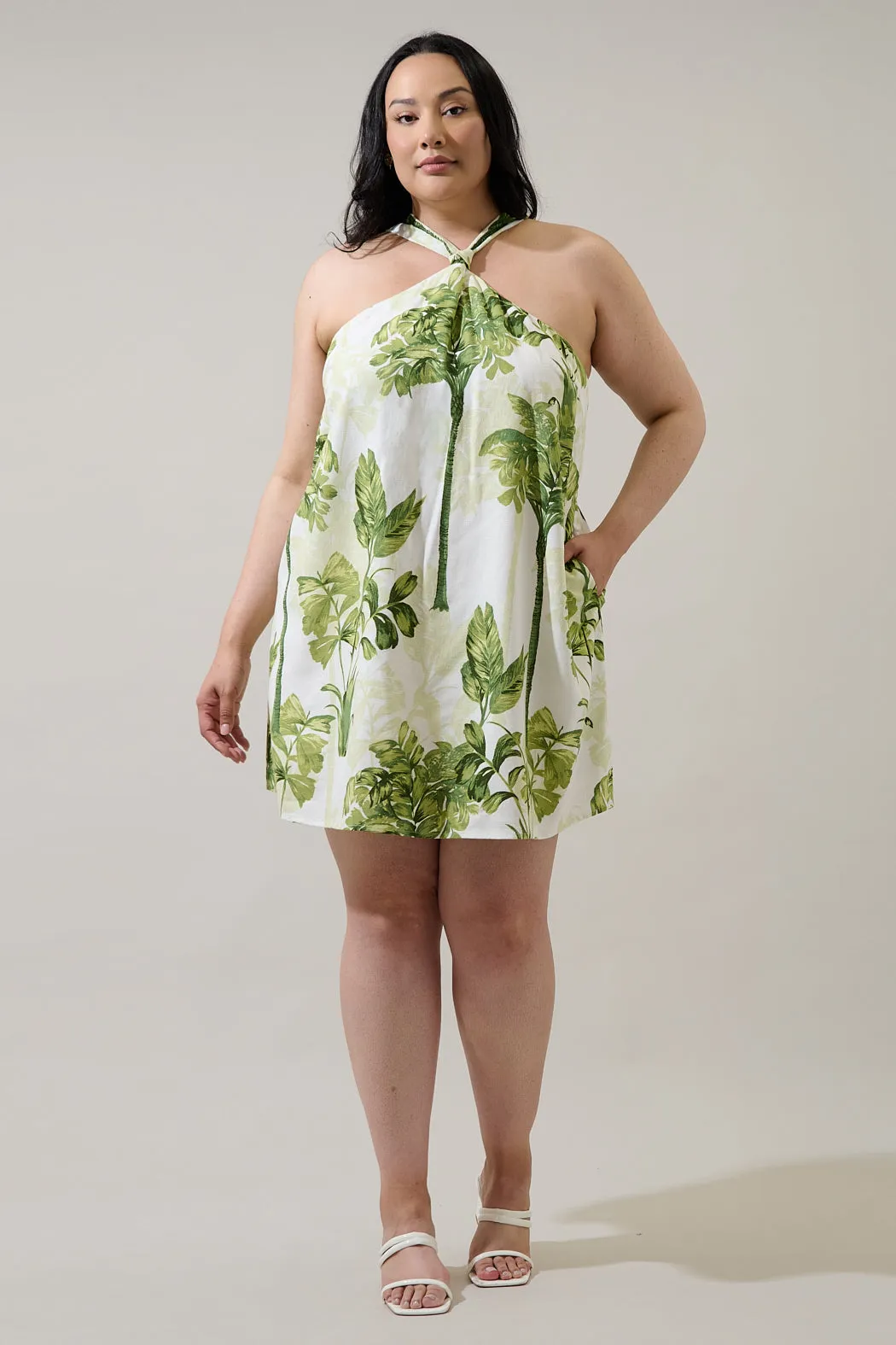 Palmet Tropical Amory Halter Mini Dress Curve sold by Sugarlips product image thumbnail 4