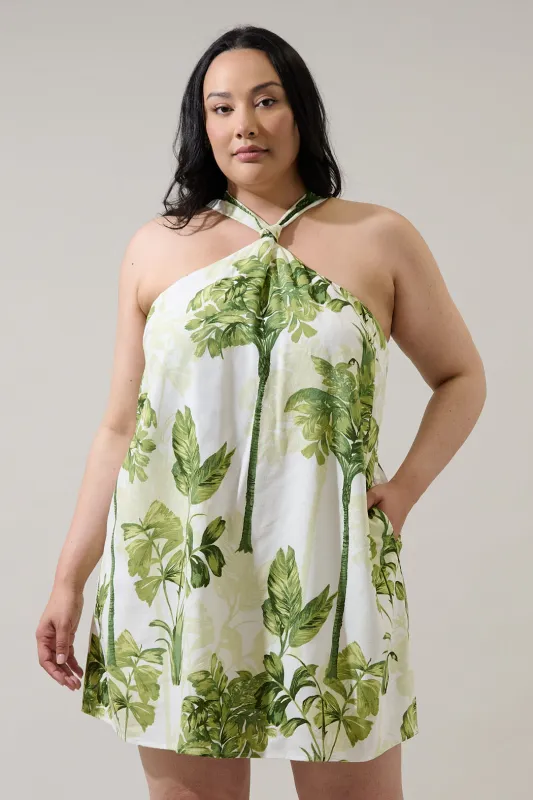 Palmet Tropical Amory Halter Mini Dress Curve sold by Sugarlips