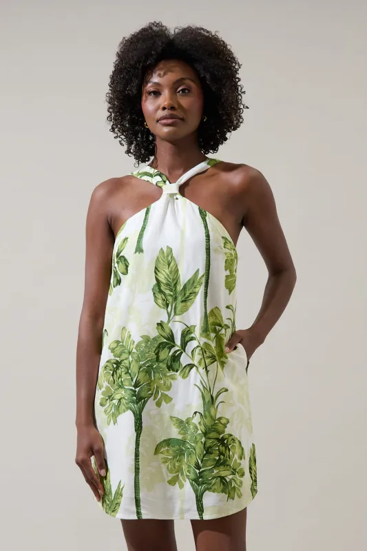 Palmet Tropical Amory Halter Mini Dress sold by Sugarlips