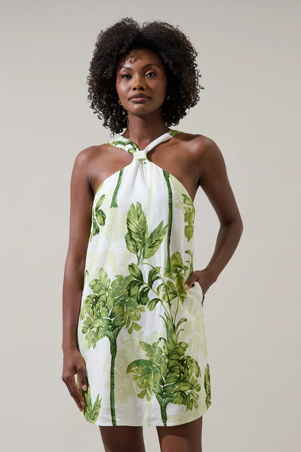 Palmet Tropical Amory Halter Mini Dress sold by Sugarlips