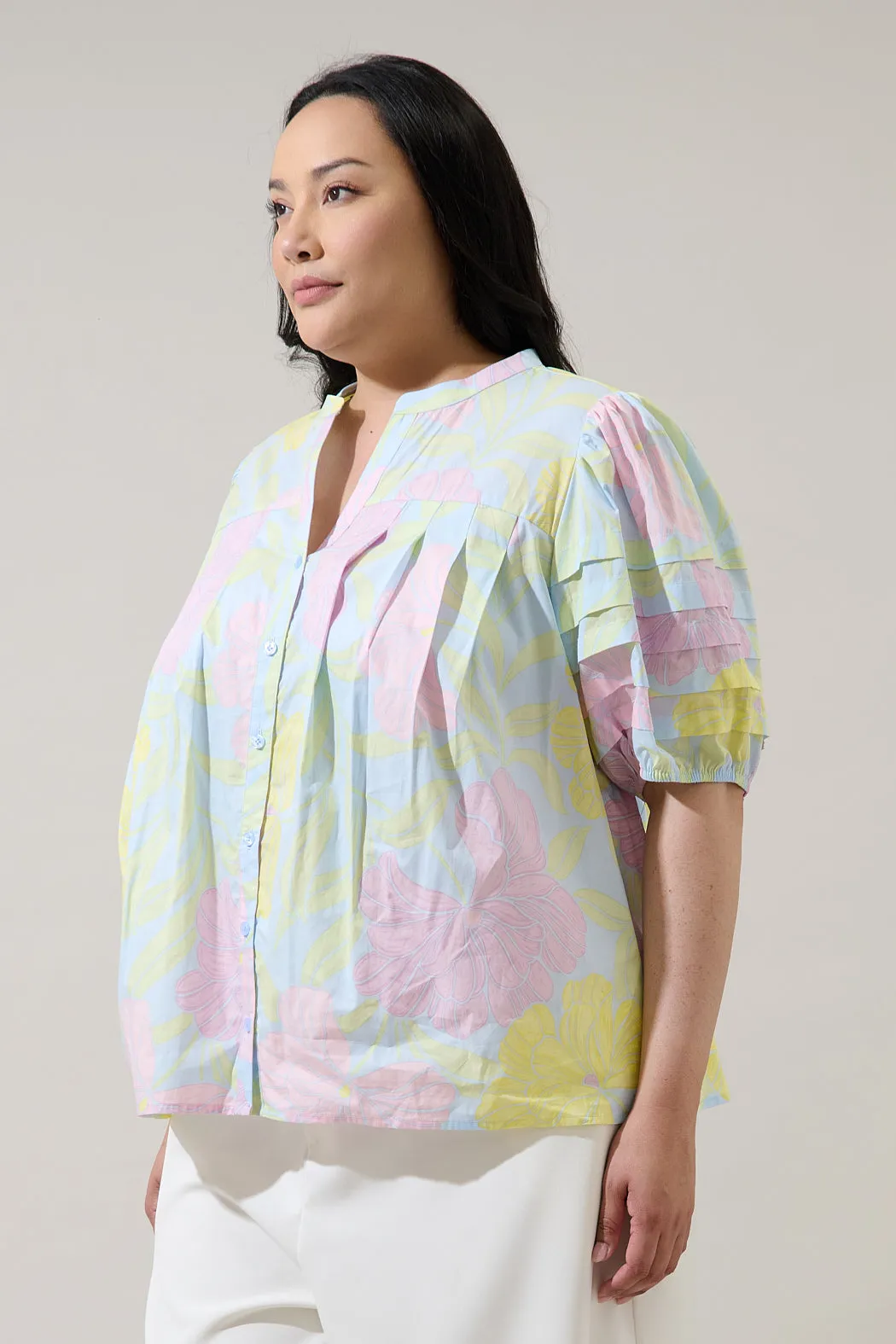 Brisa Floral Court Button Down Top Curve sold by Sugarlips product image thumbnail 3