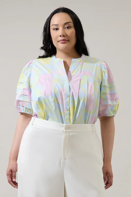 Brisa Floral Court Button Down Top Curve sold by Sugarlips