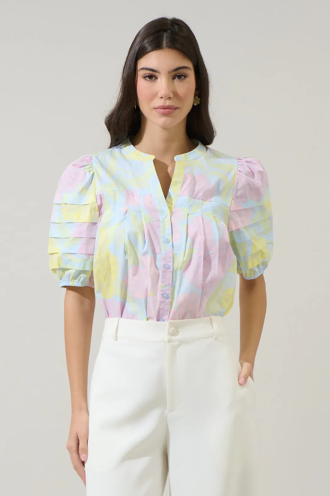 Brisa Floral Court Button Down Top sold by Sugarlips