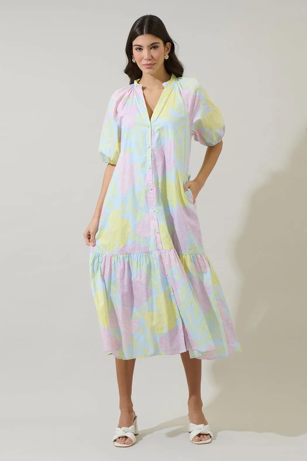 Brisa Floral Wynette Tiered Midi Dress sold by Sugarlips product image thumbnail 5