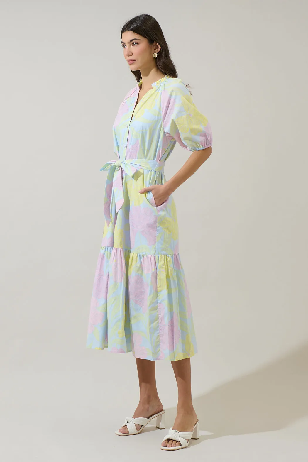 Brisa Floral Wynette Tiered Midi Dress sold by Sugarlips product image thumbnail 3