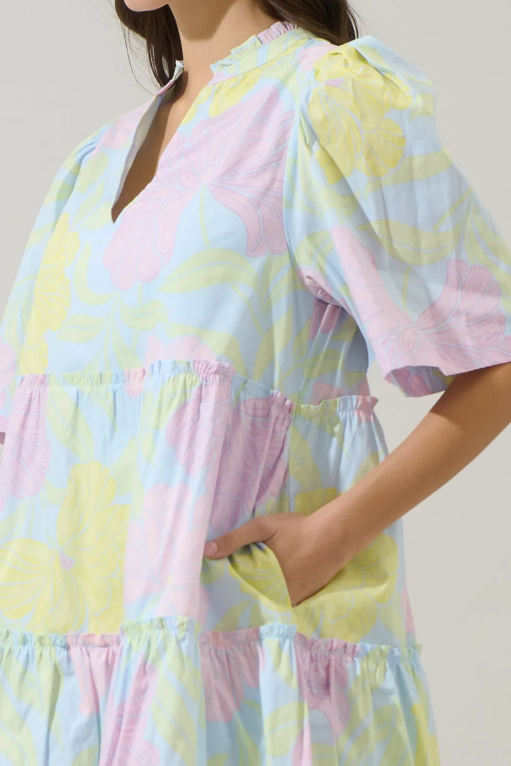 Brisa Floral Dixie Split Neck Shift Dress sold by Sugarlips product image thumbnail 5