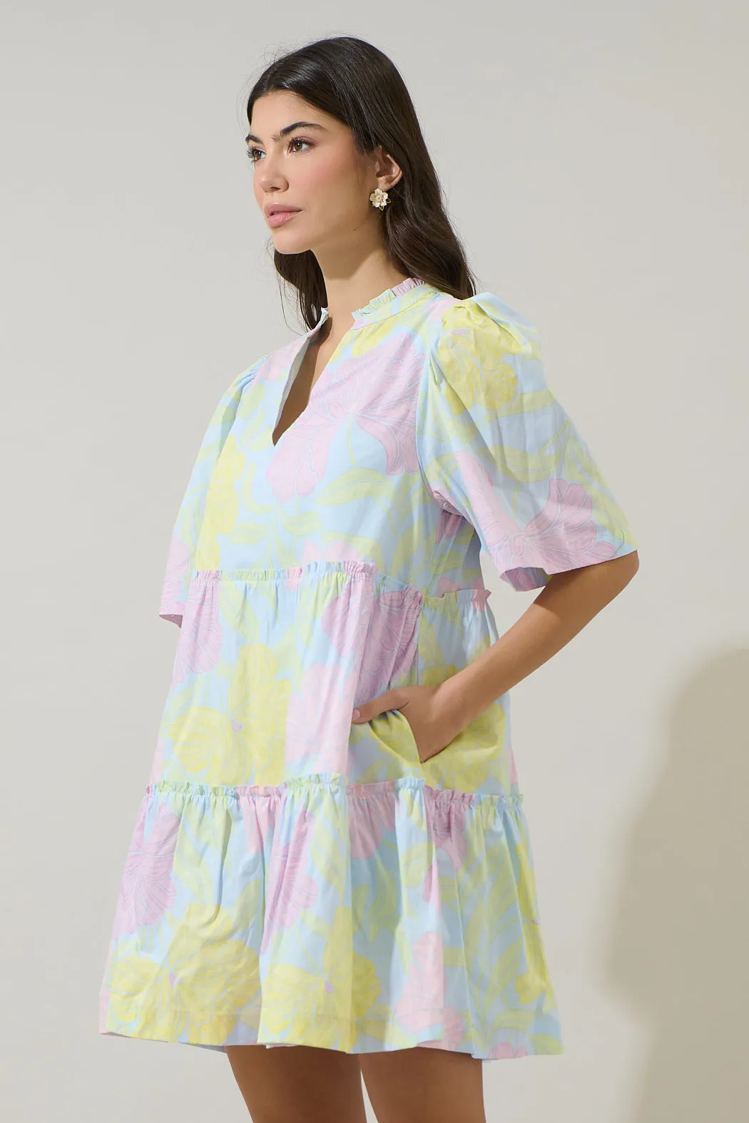 Brisa Floral Dixie Split Neck Shift Dress sold by Sugarlips product image thumbnail 3