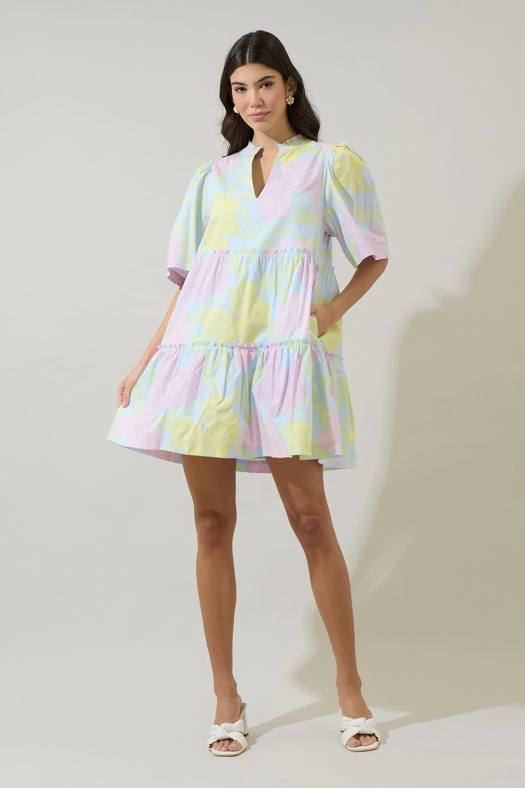 Brisa Floral Dixie Split Neck Shift Dress sold by Sugarlips product image thumbnail 4