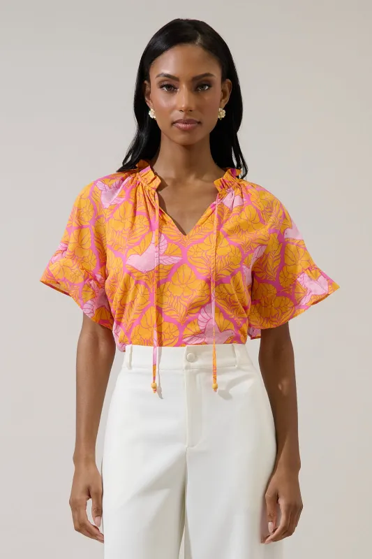 Jaidy Floral Erie Split Neck Top sold by Sugarlips