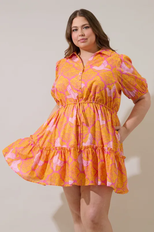 Jaidy Floral Stacie Button Down Mini Dress Curve made by Sugarlips