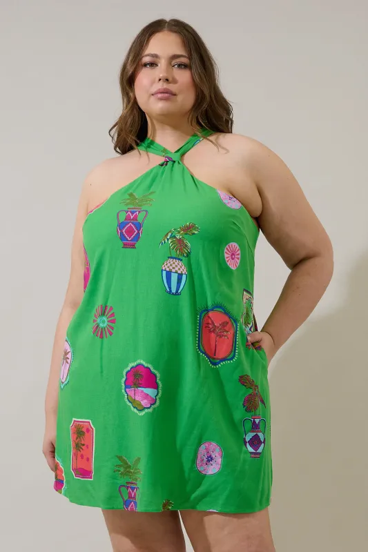 Trinie Postcard Amory Halter Mini Dress Curve sold by Sugarlips