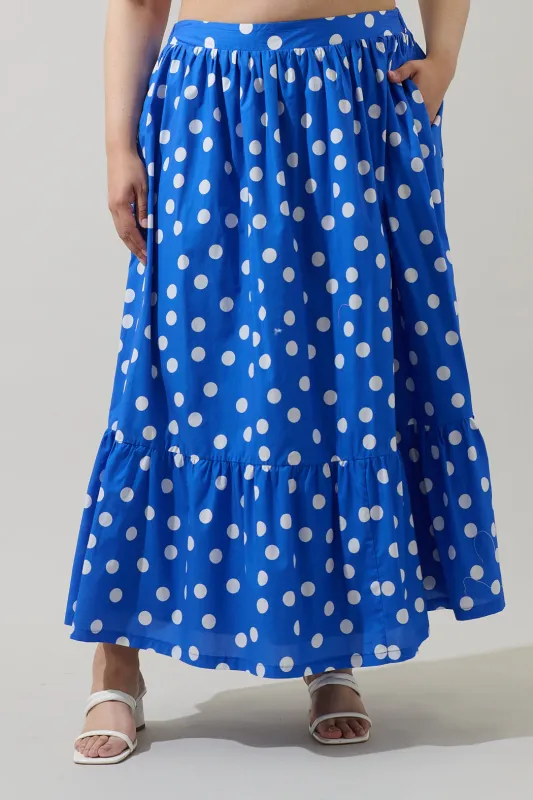 Katana Dot Pleated Maxi Skirt Curve made by Sugarlips