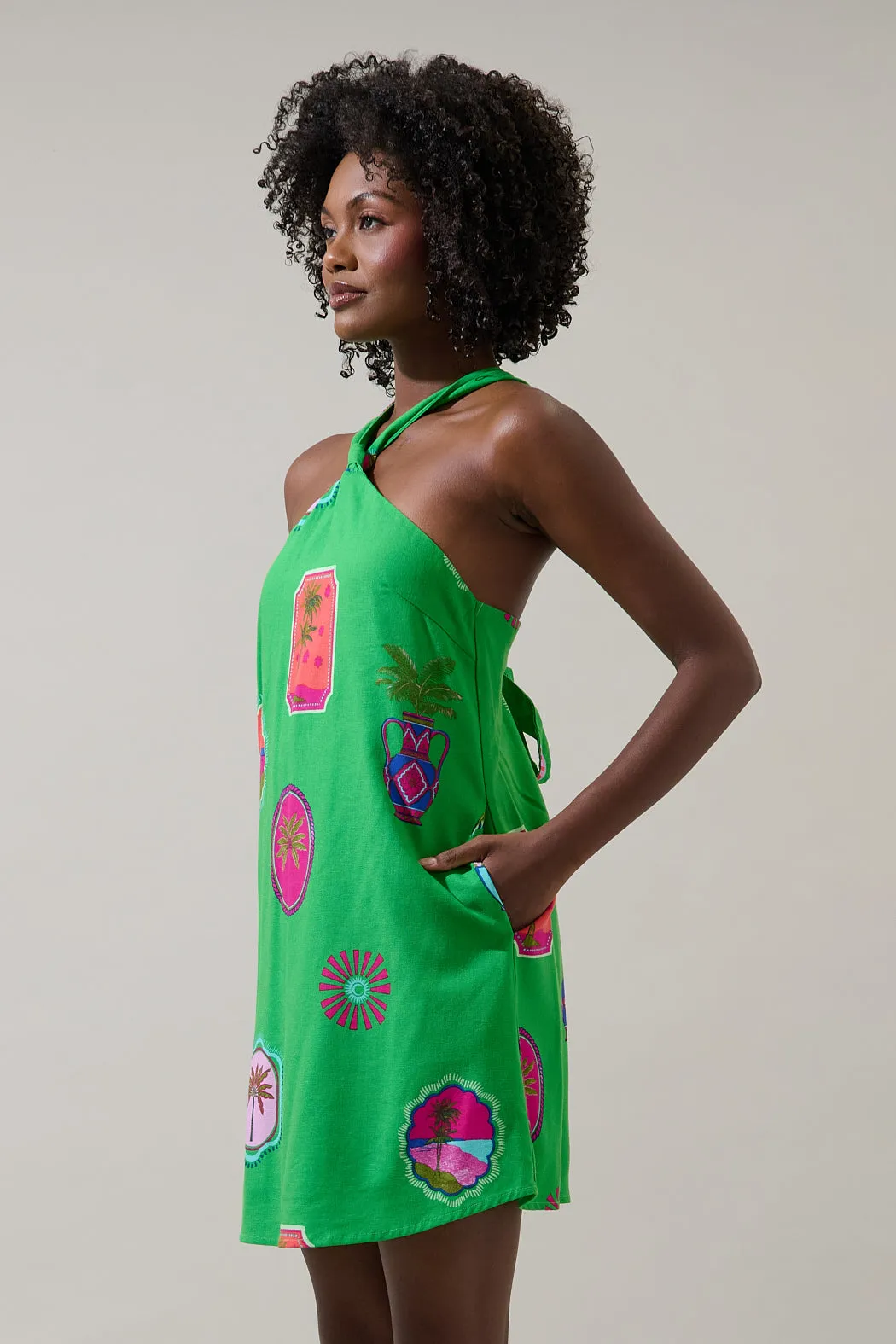 Trinie Postcard Amory Halter Mini Dress sold by Sugarlips product image thumbnail 3