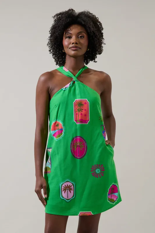 Trinie Postcard Amory Halter Mini Dress sold by Sugarlips