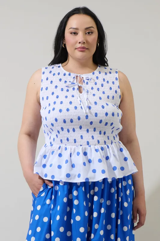 Katana Dot Tinda Smocked Peplum Top Curve sold by Sugarlips