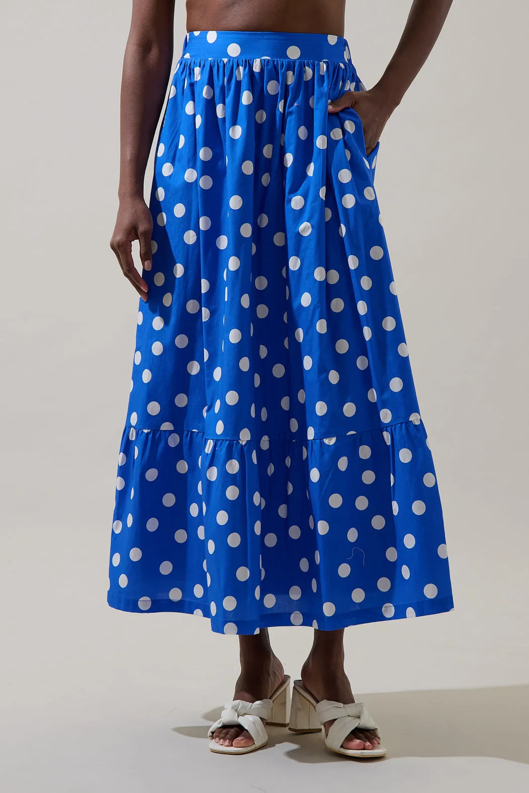 Katana Dot Pleated Maxi Skirt sold by Sugarlips