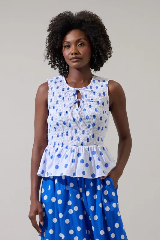 Katana Dot Tinda Smocked Peplum Top sold by Sugarlips