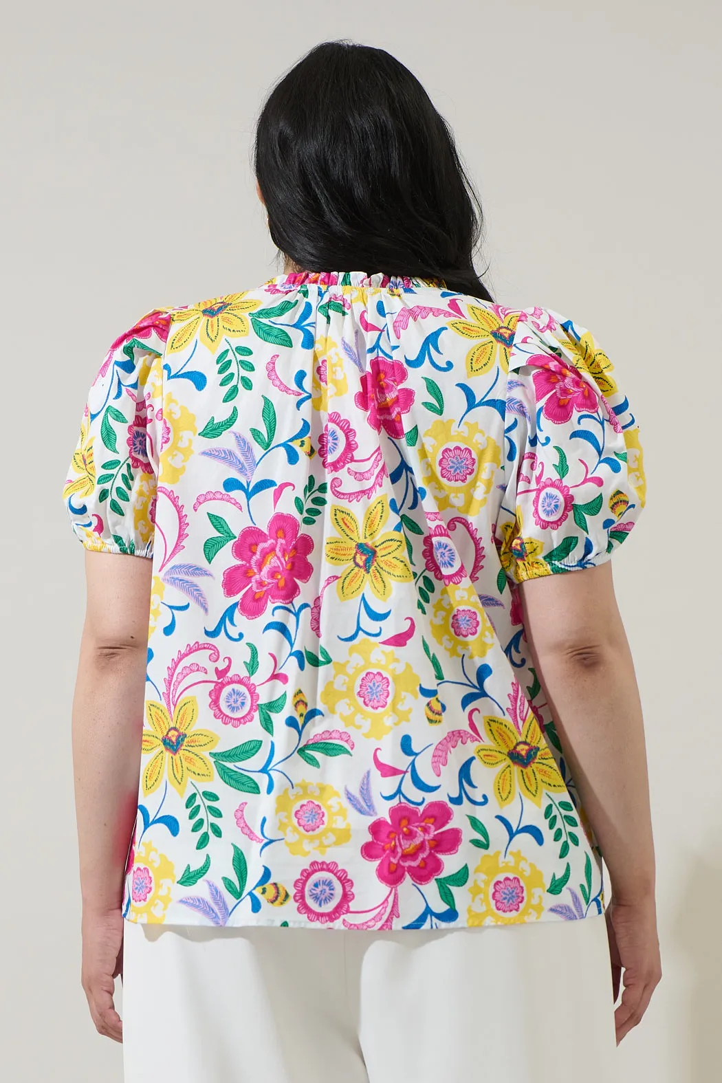 Kress Floral Berisa Split Neck Top Curve sold by Sugarlips product image thumbnail 2