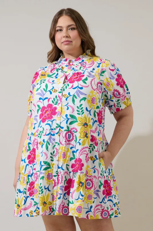 Kress Floral Domis Shift Mini Dress Curve sold by Sugarlips