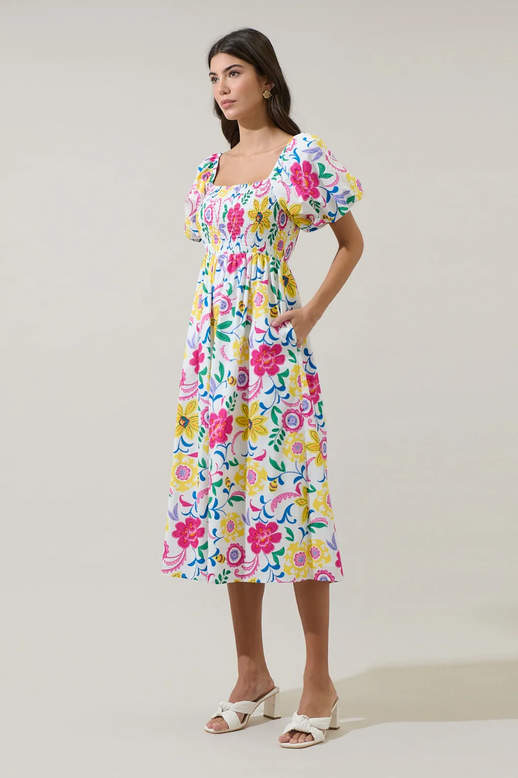 Kress Floral Maray Smocked Midi Dress sold by Sugarlips product image thumbnail 3