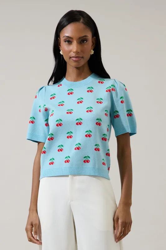 Cherryville Short Sleeve Sweater Top sold by Sugarlips
